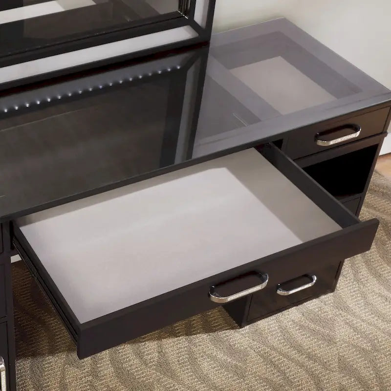 Furniture of America Zehr Contemporary Solid Wood 6-Drawer 3-Piece Makeup Vanity Set