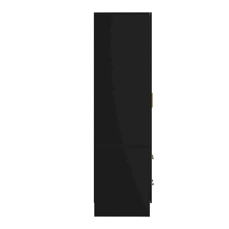 Timechee Wardrobe Armoire Wooden Closet with Mirror 4 Doors 2 Drawers