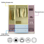 Timechee Wardrobe Armoire Wooden Closet with Mirror 4 Doors 2 Drawers
