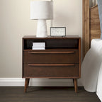 Kay Mid-century Modern 2 - Drawer Nightstand with Built-In Outlets and USB by HULALA HOME