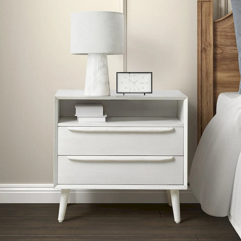 Kay Mid-century Modern 2 - Drawer Nightstand with Built-In Outlets and USB by HULALA HOME