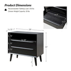 Kay Mid-century Modern 2 - Drawer Nightstand with Built-In Outlets and USB by HULALA HOME