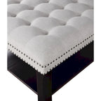 Transitional Linen Tufted Nailheads Cocktail Ottoman with Storage by Furniture of America