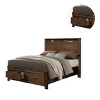 Wooden Bed With Display and Storage Drawers in Oak Finish