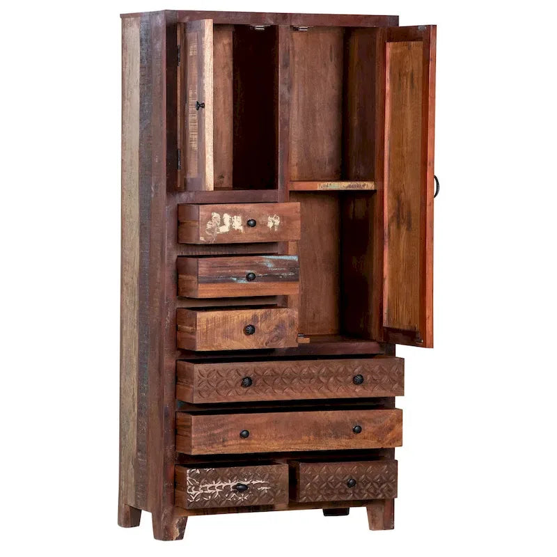 Maadze Solid Wood Freestanding Wardrobe Cabinet - N/A