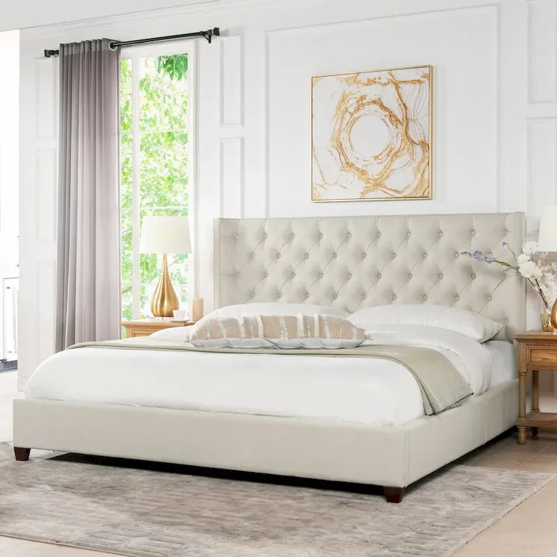 Manhattan Wingback Headboard King Platform Bed