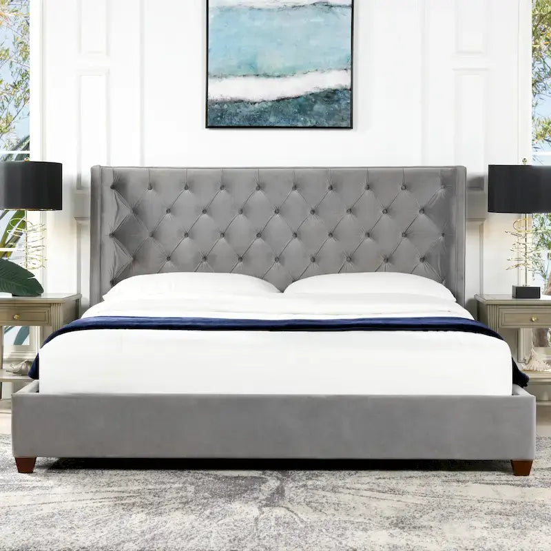 Manhattan Wingback Headboard King Platform Bed
