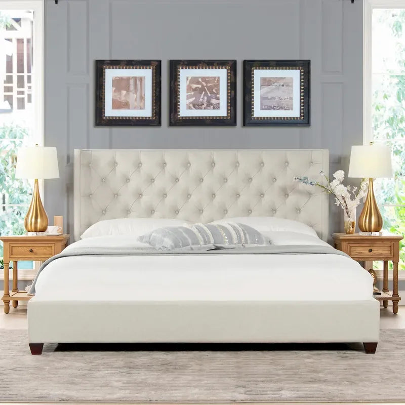 Manhattan Wingback Headboard King Platform Bed