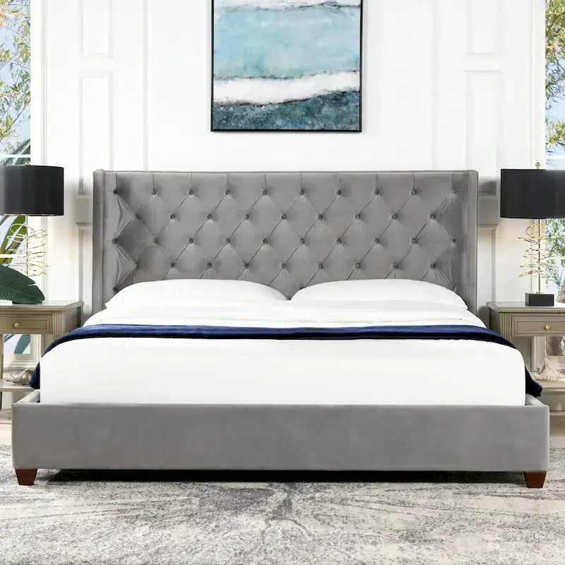 Manhattan Wingback Headboard King Platform Bed