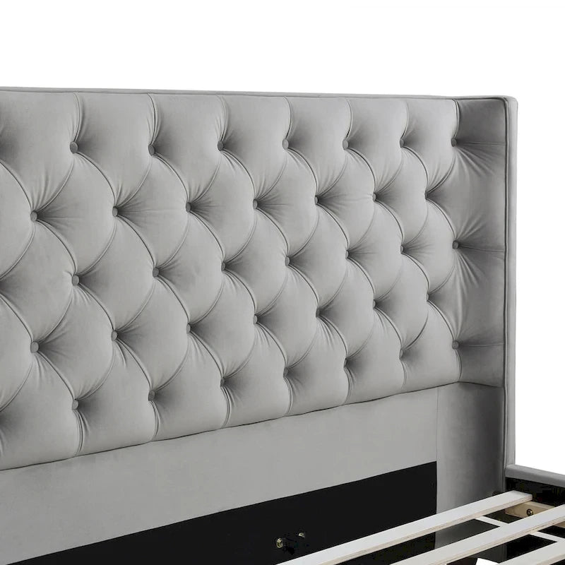 Manhattan Wingback Headboard King Platform Bed