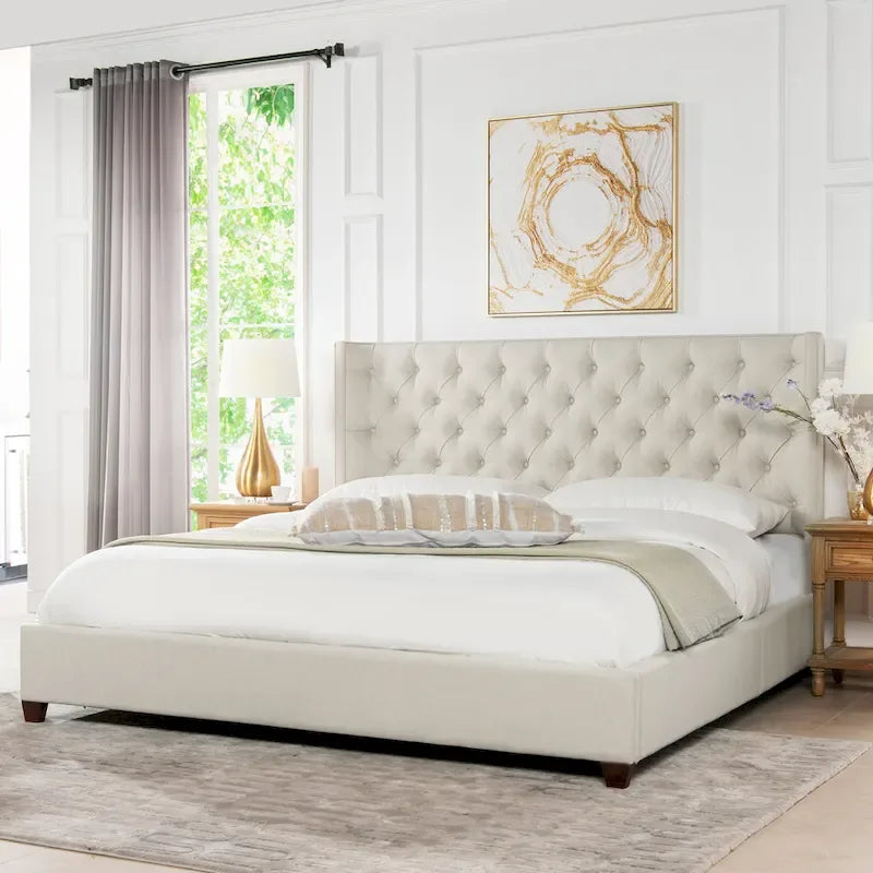 Manhattan Wingback Headboard King Platform Bed