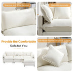 112.2 L-Shape Chenille Upholstered Sofa for Living Room Modern Luxury Sofa Couch with Ottoman, 5 Pillows, Beige