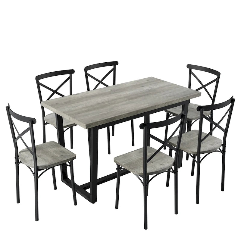 7 Pieces Dining Set 7-Piece Kitchen Table Set Perfect for Kitchen, Breakfast Nook, Living Room Occasions