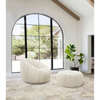 Pasargad Home Noho Pompeii Boucle Ottoman, Cream