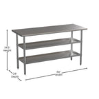 NSF Certified Commercial 18-Gauge Stainless Steel Work and Prep Table