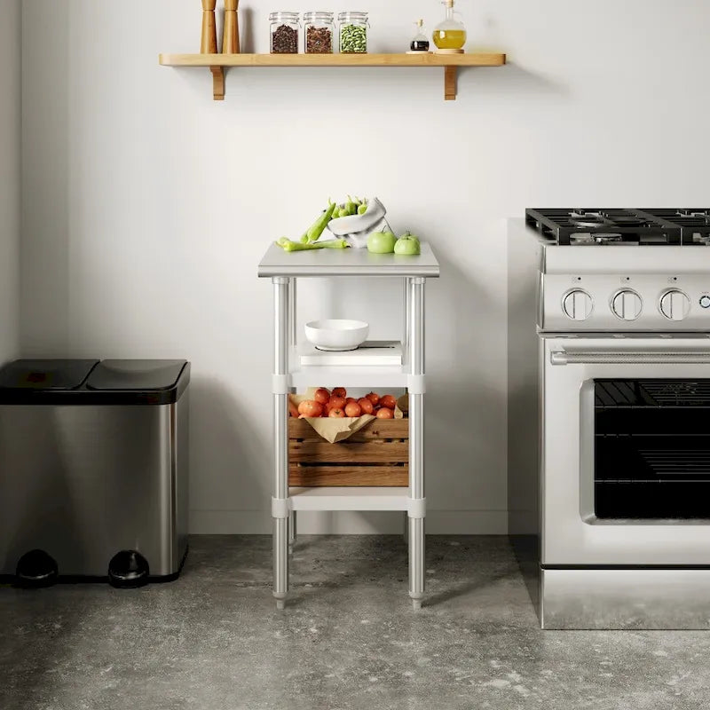 NSF Certified Commercial 18-Gauge Stainless Steel Work and Prep Table