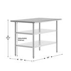 NSF Certified Commercial 18-Gauge Stainless Steel Work and Prep Table