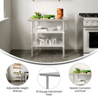 NSF Certified Commercial 18-Gauge Stainless Steel Work and Prep Table