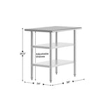 NSF Certified Commercial 18-Gauge Stainless Steel Work and Prep Table