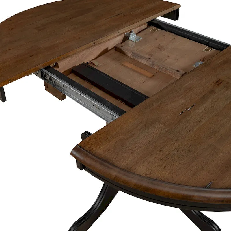 Carolina Crossing Antique Honey Black Pedestal Table Set