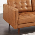 Lester Tufted Modern Living Room Top Leather Corner Sectional Sofa in Cognac Tan