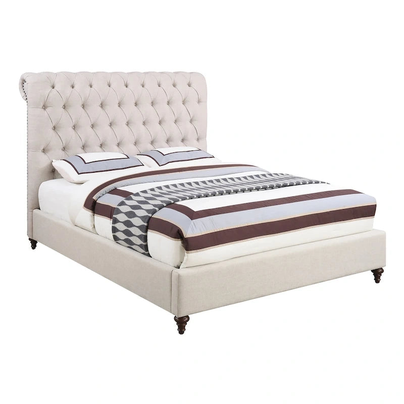 Clemence Tufted Upholstered Bed with Nailhead Trim