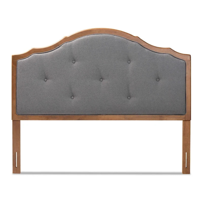 Gala Vintage Classic Fabric and Wood Arched Headboard in Grey