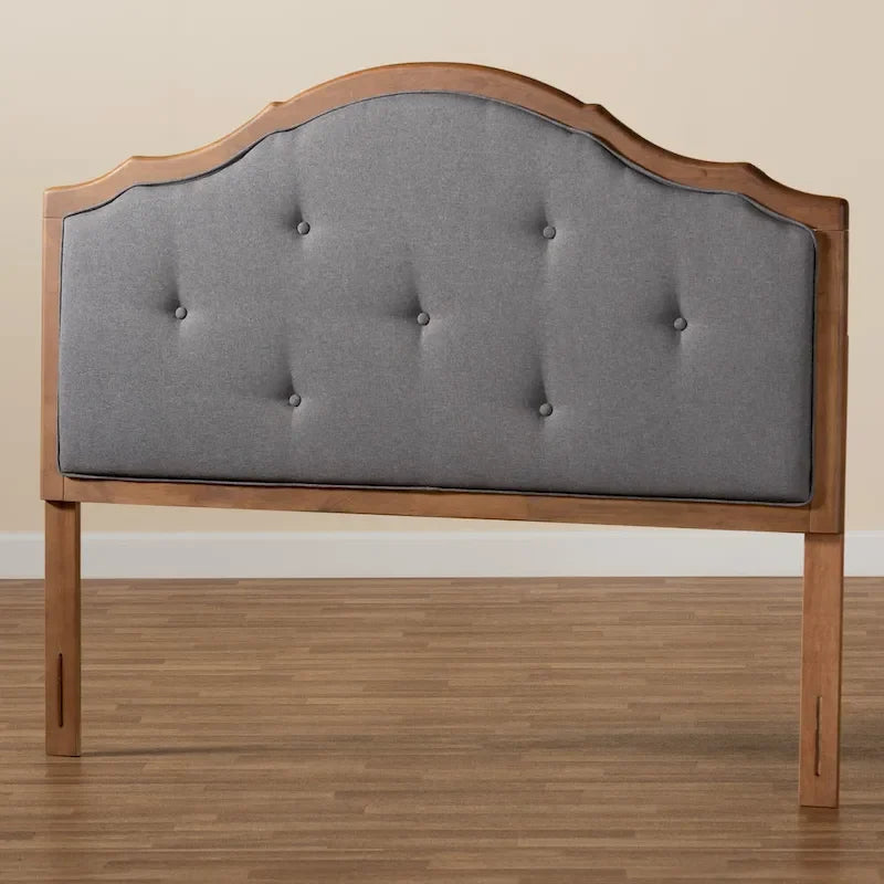 Gala Vintage Classic Fabric and Wood Arched Headboard in Grey