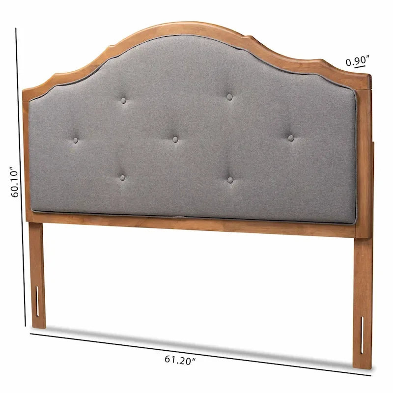 Gala Vintage Classic Fabric and Wood Arched Headboard in Grey