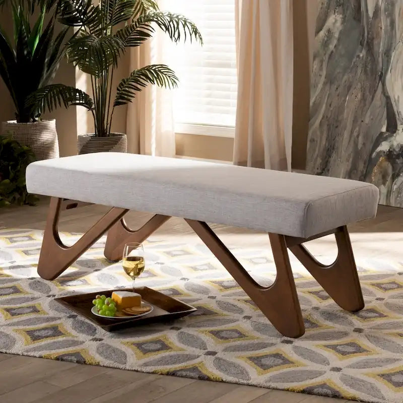Carson Carrington Ullaberg Mid-century Modern Upholstered Boomerang Bench