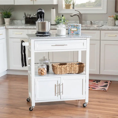 Barbara Rolling Mobile Kitchen Cart with Granite Top