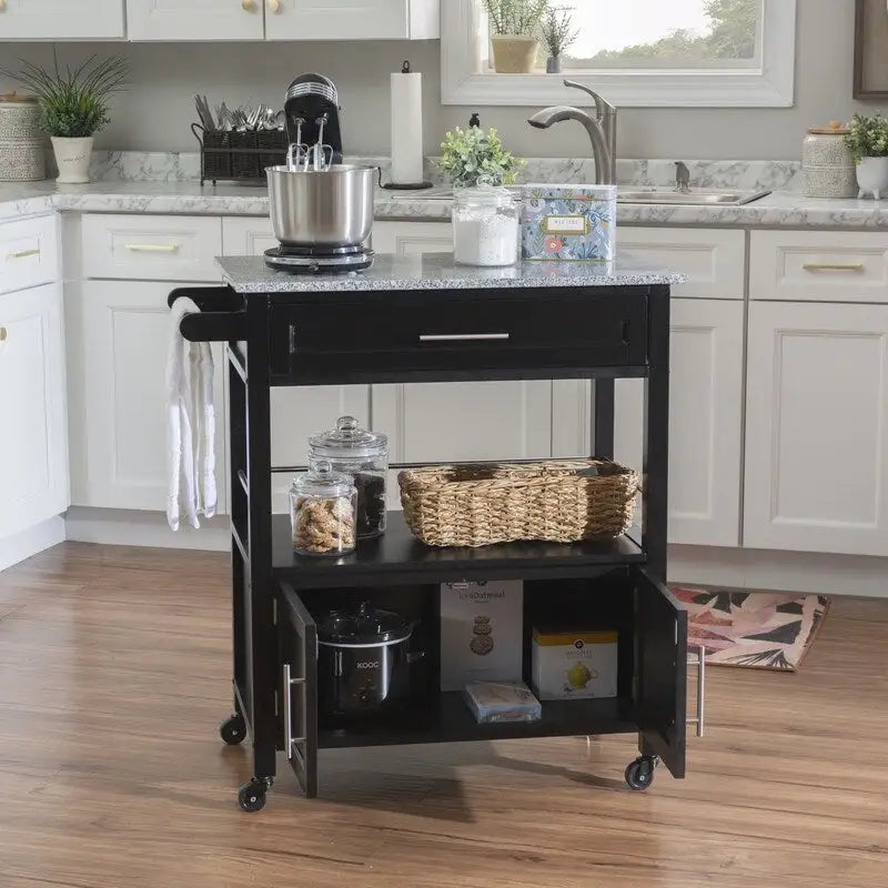 Barbara Rolling Mobile Kitchen Cart with Granite Top
