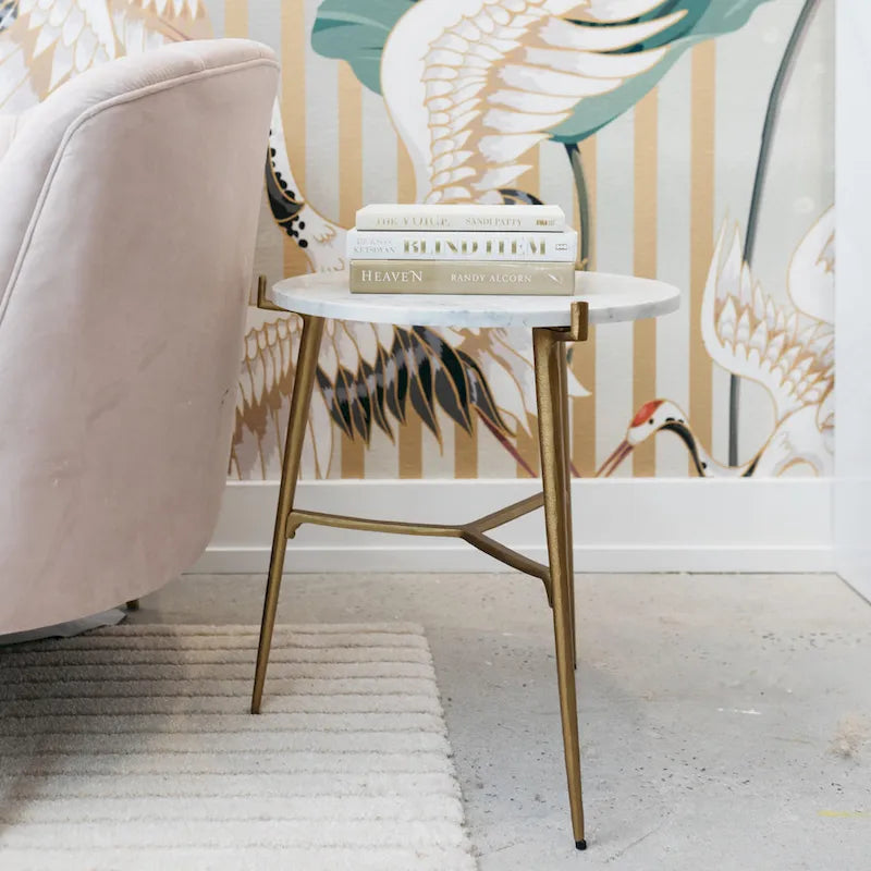 Chadton White/Gold Contemporary Glam Accent Table