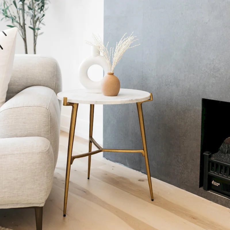Chadton White/Gold Contemporary Glam Accent Table