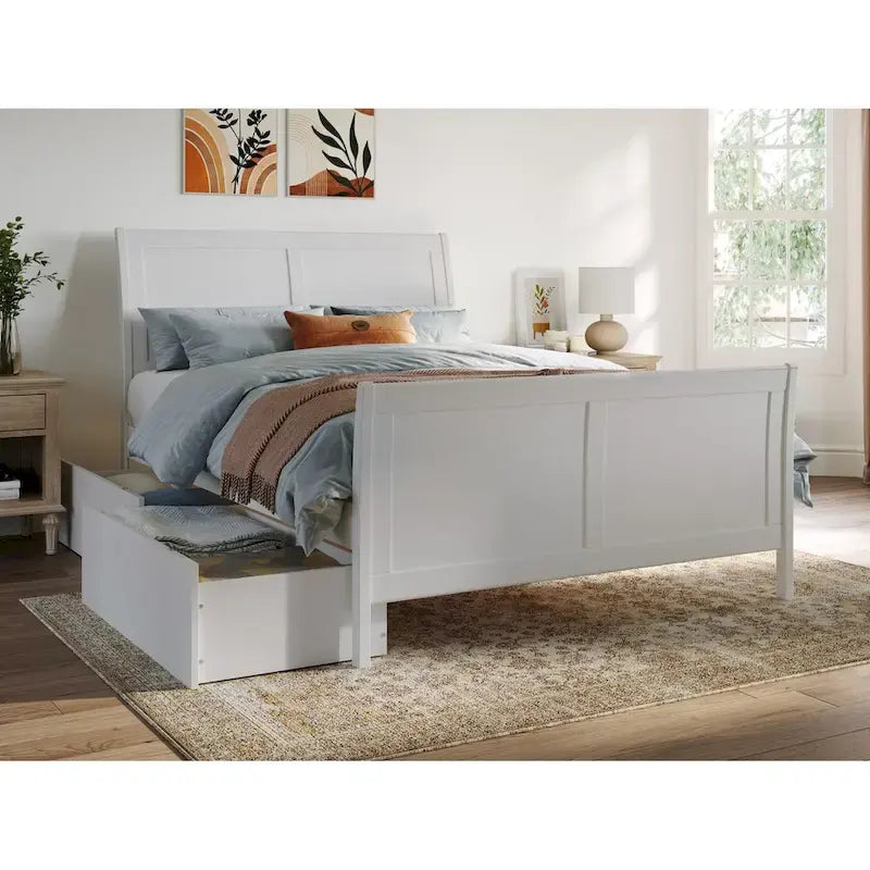 AFI Portland Platform Bed with Matching Footboard & Storage Drawers