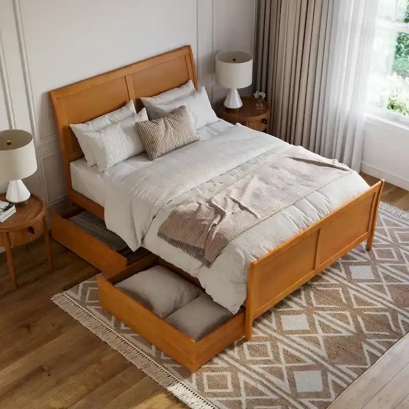 AFI Portland Platform Bed with Matching Footboard & Storage Drawers