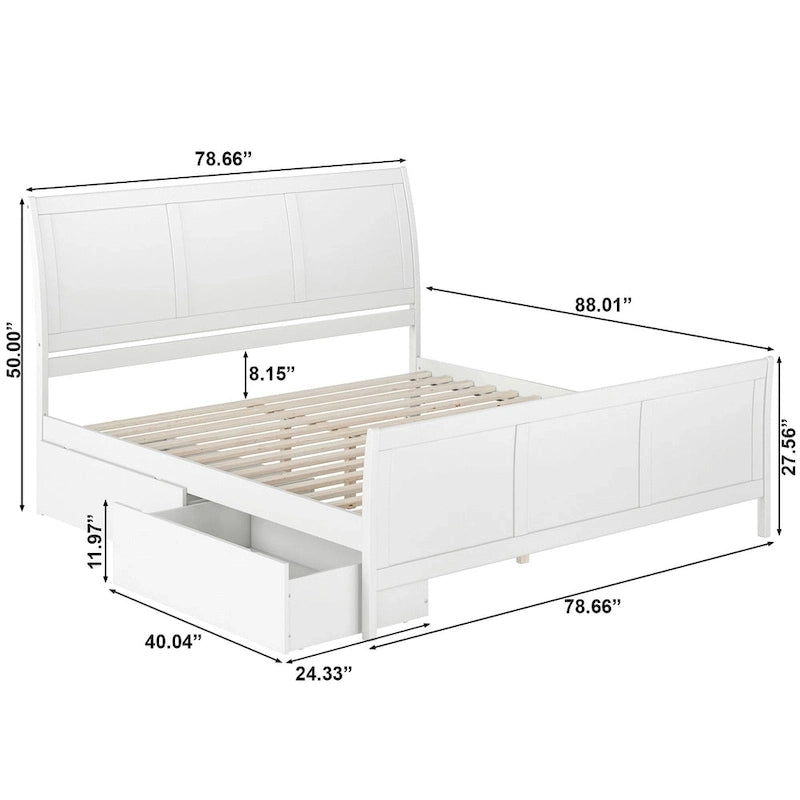 AFI Portland Platform Bed with Matching Footboard & Storage Drawers