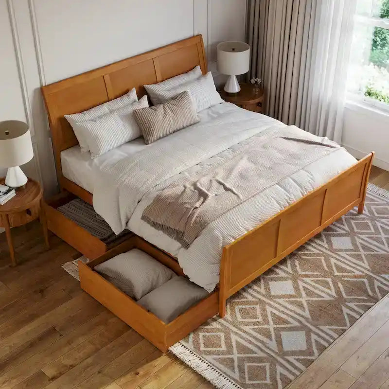 AFI Portland Platform Bed with Matching Footboard & Storage Drawers