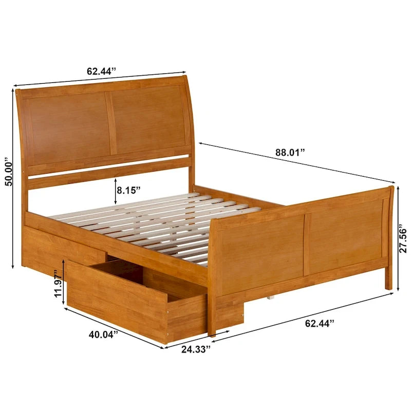 AFI Portland Platform Bed with Matching Footboard & Storage Drawers