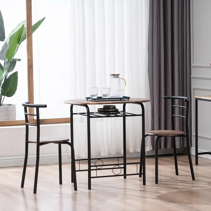 Modern Dining Set Breakfast Table with 2 Chairs Set of 3