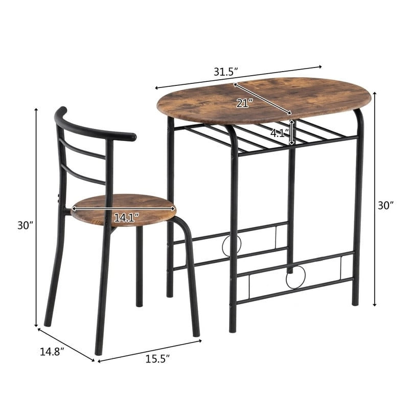 Modern Dining Set Breakfast Table with 2 Chairs Set of 3