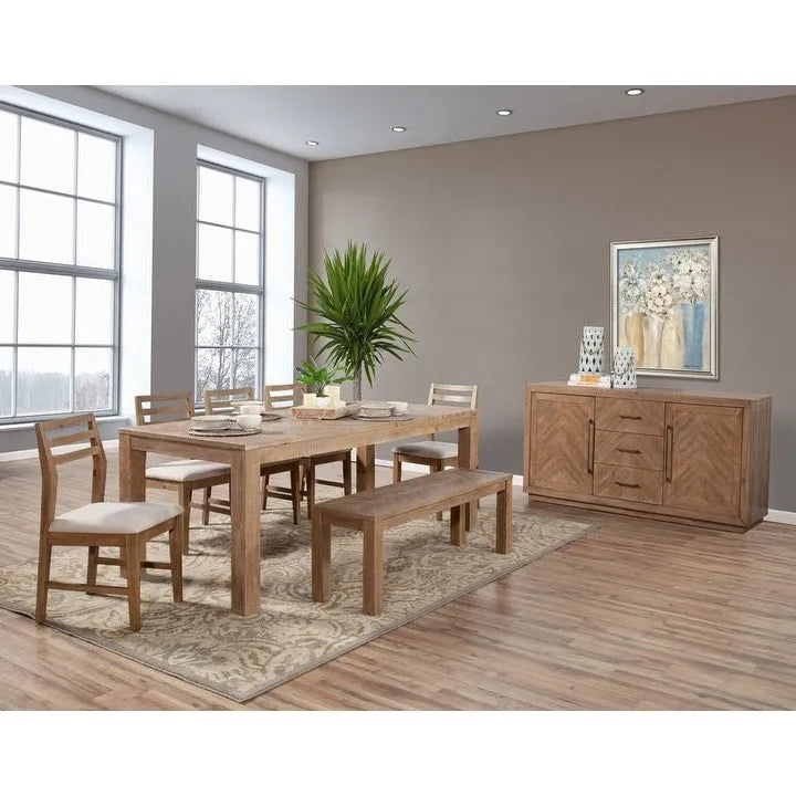Aiden Fixed Top Wood Dining Table in Weathered Natural - N/A - N/A