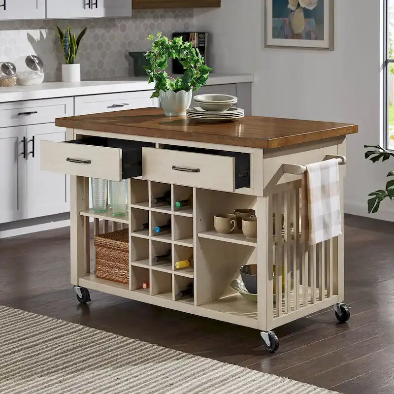 Eleanor Kitchen Island with Wine Rack by iNSPIRE Q Classic