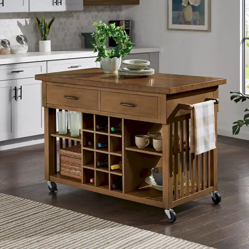 Eleanor Kitchen Island with Wine Rack by iNSPIRE Q Classic