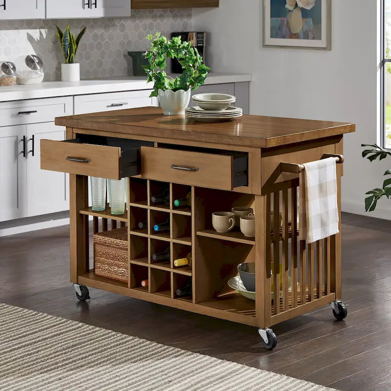 Eleanor Kitchen Island with Wine Rack by iNSPIRE Q Classic