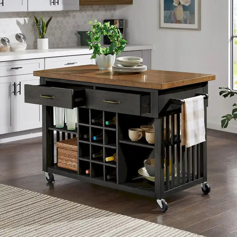 Eleanor Kitchen Island with Wine Rack by iNSPIRE Q Classic