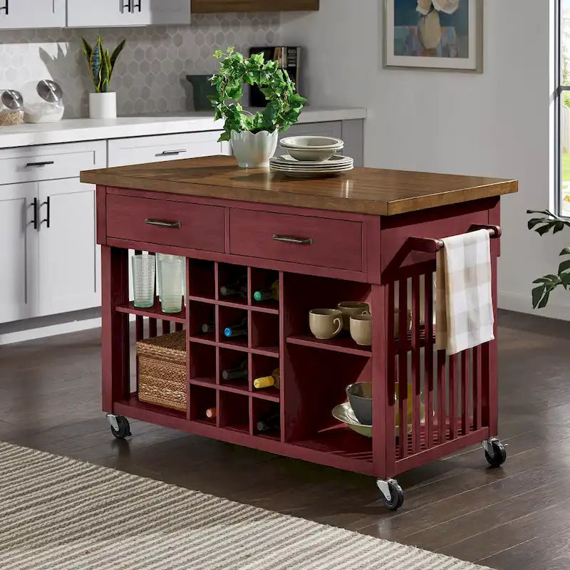 Eleanor Kitchen Island with Wine Rack by iNSPIRE Q Classic