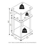 Furinno Just 3-Tier Turn-N-Tube End Table, Sonoma Oak/White