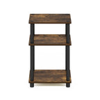 Furinno Just 3-Tier Turn-N-Tube End Table, Sonoma Oak/White