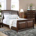 Furniture of America Hazelo Modern Brown Solid Wood Sleigh Bed